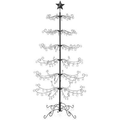 Casafield Ornament Display Christmas Tree with Stand - 6' Black Wrought Iron Ornament Holder