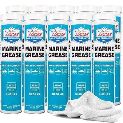 Lucas Marine Extreme Pressure Grease, 10 Pack | EP Lubricant for Boats, Trailers, Watercraft, Outboards | Bulk Pack of Grease, 14oz + Daley Mint Towel for Cleaning