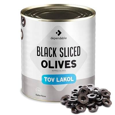 Dependable Food Black Sliced Olives – 53 oz Drained Weight - Kosher Certified – Bulk Can