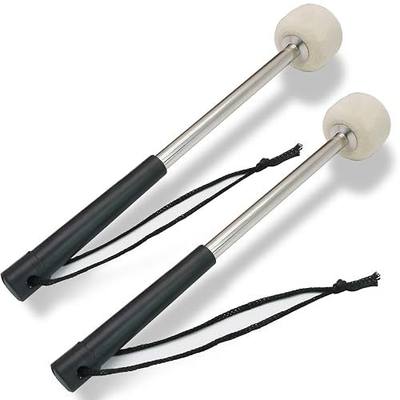 Biaungdo 2 Pack Drum Mallet, 32cm/12.6", Wool Felt Drum Stick | Beige White, Bass Drum Mallet Drum Stick, Anti-slip Bass Percussion Sticks, Stainless Steel Handle