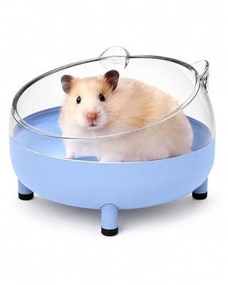 Meow&Woof Hamster Sand Bath Container, Large Sandbox Toilet Gerbil Batheoom, Tiny Chinchilla Dust Bathtub Sand Bath Box for Hamster Cage Accessories 5.2 Inch - Blue