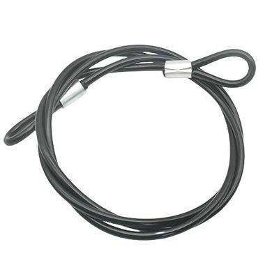 5FT 6mm Stainless Security Cables Tether,Braided Steel Vinyl Coated Safety Strap Luggage Lock,Flexible Wire Lead Chain Leash with Double Loops,Black