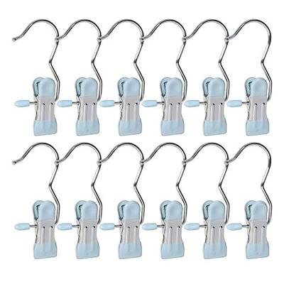 15/30Pcs Upgrade Double Head Clamp Dipped Clothespin for Laundry Hooks with Clips, Boot Holder, Hanging Clips, Portable Multifunctional Hangers Single Clip Space Saving for Jeans, Hats (15, Blue)