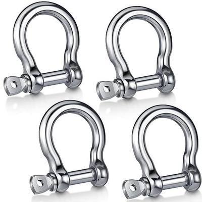 Yaocom 4 Pieces 5/32 Inch Stainless Steel 304 Bow Shackle D Ring Screw Pin Anchor Shackle for Outdoor Adventure Camping Chains Wire Rope Lifting Construction