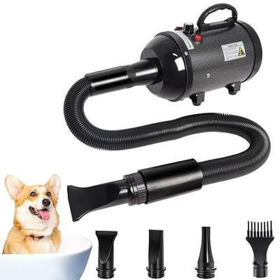 Dog Dryer for Large Dogs 5.2HP 3800W High Velocity Pet Hair Dryers | with Heater for Grooming, Spind Temperature Adjustable Pet Dryer Machine with 4 Nozzles (Black)