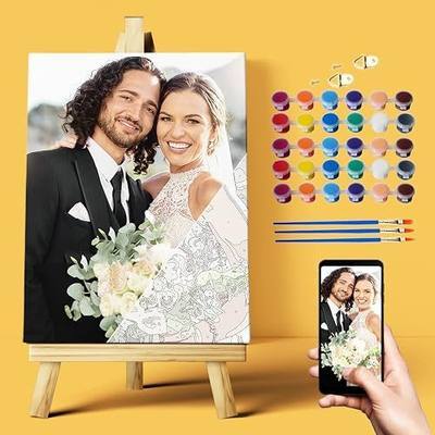 Custom Paint by Number, Personalized Paint by Numbers for Beginner, DIY Canvas Oil Painting Make Your Photo, Color Paint by Number Set Ideal Gift Choice for Family (Colorful No Frame, 12''x16'')