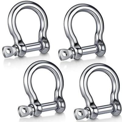 Yaocom 4 Pcs 5/16 Inch Stainless Steel 304 Bow Shackle D Ring Screw Pin Anchor Shackle for Outdoor Adventure Camping Chains Wire Rope Lifting Construction