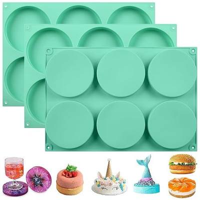 Zorazio 4Inch Round Silicone Mold for Baking, 3Pcs Large Silicone Muffin Top Pan Non-Stick, 6-Cavity Baking Mold for Breakfast Sandwiches Hamburger Egg Whoopie Pie