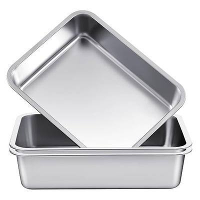 2 Pack Stainless Steel Commercial Bus Tubs Food Grade Meat Processing Tubs Lug Wash Basin Tote Box for Dishwashing, Kitchen, Restaurant, Utility (13 L)