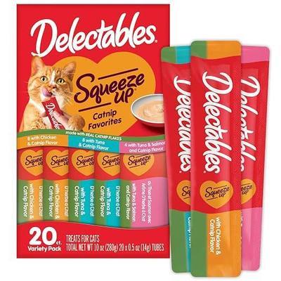 Delectables Squeeze Up Catnip Variety Pack, Creamy Squeezable Puree, Lickable Wet Cat Treats, Grain Free, No Added Fillers, No by-Products, No Added Preservatives, 0.5 Ounces Tube, 20 Tubes Total
