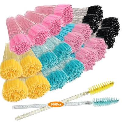 500PCS Disposable Eyelash Brushes - Upgraded Mascara Wands & Makeup Applicators Kit for Eyelash Extensions Makeup and Eyebrow Grooming