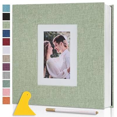 Photo Album Self Adhesive Pages Large 11x10.6 GrassGreen 40 Pages | Scrapbook Magnetic Photo Albums with Sticky Pages Scrapbooks for Wedding Baby for 4x6 5x7 8x10 Picture Photo Books