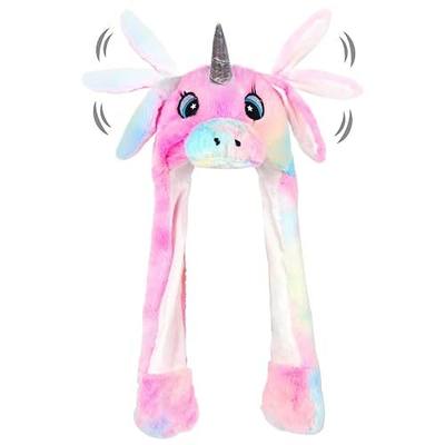 Ear Moving Jumping Hats Animal Plush Earflaps Movable dancing Ear Hat Cap for Halloween Easter Christmas Novelty Party