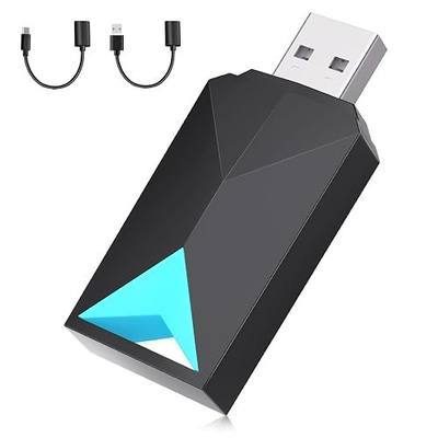 Wireless CarPlay Adapter Android Auto, 2 in 1 Wired to Wireless Carplay Dongle Fit for Factory Wired CarPlay/Android Auto Cars 2016+, 5GHz WiFi Low Latency Plug & Play Online Update Black