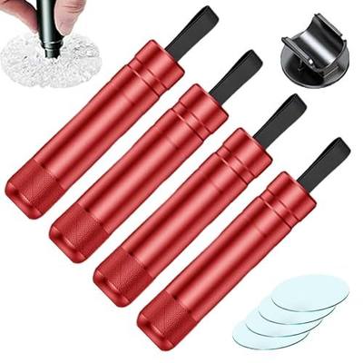 Breeker - Breeker Glass Breaker, Breeker Car Escape Tool, Car Window Breaker with Seatbelt Cutter, for Land and Underwater(Red 4PCS)