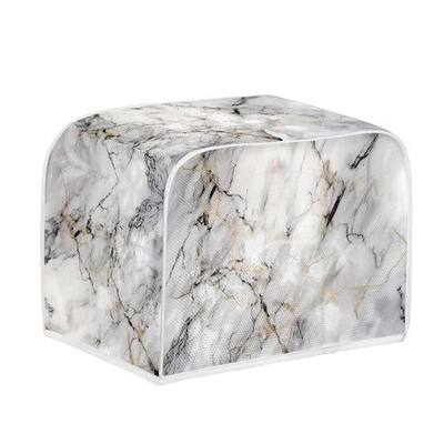 2 Slice Toaster Cover Bread Machine Cover with Top Handle Design Kitchen Small Appliance Cover Dust Protection Stain Resistant Universal Size, Grey White Marble