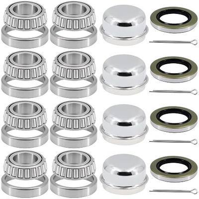 4 Sets L44643 Bearing Kit for 1 inch Axles Trailer Wheel Hub, with 12192TB Seal OD 1.980'', Dust Cover and Cotter Pin, Rotary Quiet High Speed and Durable