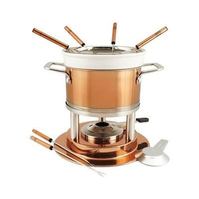 Swissmar Bern 11-Piece Copper Plated 3-in-1 Fondue Set - Ideal for Melting Cheese, Chocolate, Butter, & More - Perfect for Kitchen Collection & Wedding Gift Giving - 1.6 Quarts / 1.5 Liter