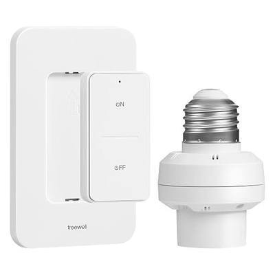 Remote Control Light Bulb Socket - 200FT Range Wireless Wall Mounted Switch for Pull Chain Fixture, E26 E27 Lamp Socket, No Wiring Needed, FCC Listed