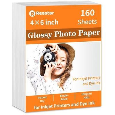 Reastar Glossy Photo Paper 4×6 in, 160 Sheets Inkjet Photo Printer Paper | Instant Dry, 180gsm/48lb, Blank Back, Reflective Finish, Advanced Cast Coating, DIY Chip Bag/Flyer/Card/Calendars/Brochures