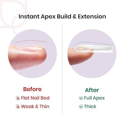 Beetles Tipex Instant Apex Nail Tips Kit, Long Square, 224pcs 16 Sizes | No Builder Gel Needed, All-in-One Beginner DIY Kit with 20g Solid Nail Glue, Mini UV Lamp and Thicker, Pre-Etched Nail Tips