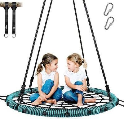 Trekassy 40" Spider Web Saucer Tree Swing for Kids & Adults - Green | 750lbs Heavy Duty Steel Frame, 2 Hanging Straps, Durable Outdoor Net Swings for Outside, Easy Assembly for Backyard Fun