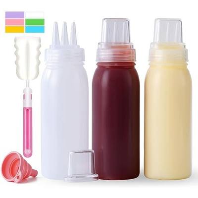 3 Hole Plastic Condiment Squeeze Bottles, 3 Pcs 13oz | Sauces, ketchup, salad dressing, oil, BBQ paint, pancake art. 3-hole cap, controlled dispensing, BPA-free.