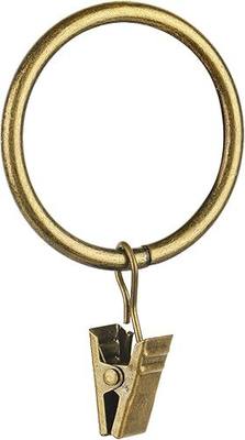 40 Pcs 2-Inch Curtain Rings for Curtain Rod,Antique Brass Metal Curtain Ring with Clips,Decorative Drapery Interior Diameter Curtain Rod Clips Hangers for Bathroom, Living and Guest Room