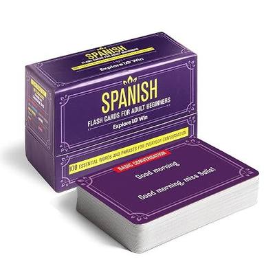 Spanish Flash Cards for Adult Beginners & Kids – Learn 100+ Verbs, Words & Phrases for Everyday Conversation – Gift for Adults, Travelers & Students