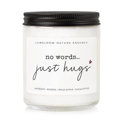 LUMELOOM Sympathy Gifts for Loss of Loved One- 9oz Lavender Scented Candle | Memorial Gifts, No Words Just Hugs, Bereavement, Grief, Think of You, Miscarriage, Get Well Candle for Women, Soy Wax