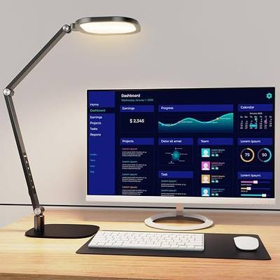 LitONES LED Desk Lamp for Home Office, Professional Eye-Caring Diffused Desk Light, 3 Color 10 Brightness Computer Light, Dimmable Office Lamp with Memory & Timer Func, Metal Swing Arm Table Lamp