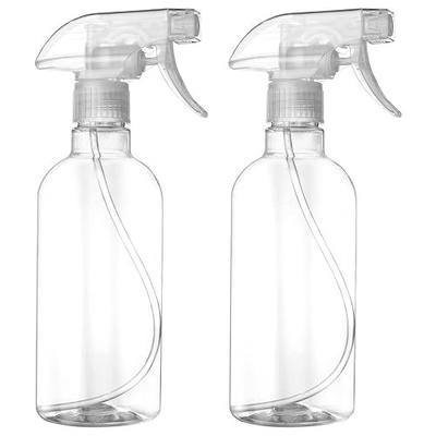 DIYSELF 2 Pack Spray Bottles for Cleaning 16.9 oz/500 ml Empty Spray Bottle | Heavy Duty Plastic Spray Bottles with Nozzle for Screen Printing Hair Pets, Clear Squirt Mist Spray Bottle for Plants