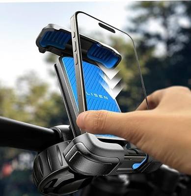 LISEN Bike Phone Holder for Bike Scooter Ebike Bicycle Motorcycle, Blue | Super Secure Hold Easy to Install Accessories for Motorcycle Ebike Mountain Bike Scooter Handlebar Gifts for Men Women Biker