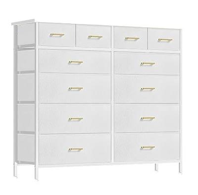 VASICAR Chest of Drawers for Bedroom with 12 Deep Drawers Tall Fabric Dresser, Storage Cabinet for Closet, Nursery, Bedside, Living Room, Entryway, Hallway (White)