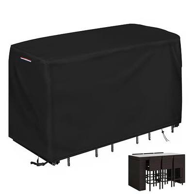 Outdoor Bar Height Table Set Cover Waterproof, 76"L x 34"W x 42"H | Heavy Duty Waterproof Patio Bar Height Table and Chair Cover for Rectangular 76"L Tall High Furniture Set