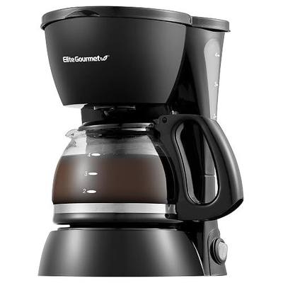 Elite Gourmet EHC4128 Automatic 4-Cup Drip Coffee Maker, Black | Glass carafe, Pause N Serve, reusable filter, On/Off switch, and Keep Warm with water level indicator