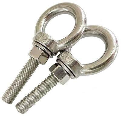Heavy Duty Eye Bolt, 2 PCS M12 304 Stainless Steel Eye Bolt Heavy Duty Lifting Ring 1.96" Threaded Eyebolt Shoulder Eye Bolts with Nuts and Flat Washers(Thread Length 50mm)