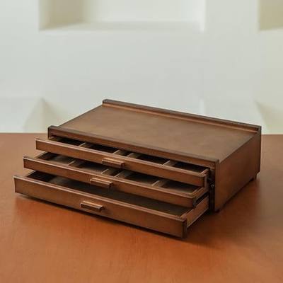 MEEDEN PRO Wood Artist Supply Storage Box - 3 Drawers Art Supply Storage Box - Solid Beech Wood Art Organizer Box - Portable Storage Box for Pastels Pencils Brushes Paints Markers
