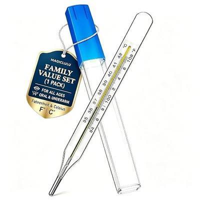1Pc Glass Oral Temperature for Adult, Old Fashioned Armpit Termometro Fast Reading for Baby Armpit Home & Clinic Fever Indicator (Fahrenheit & Celsius)