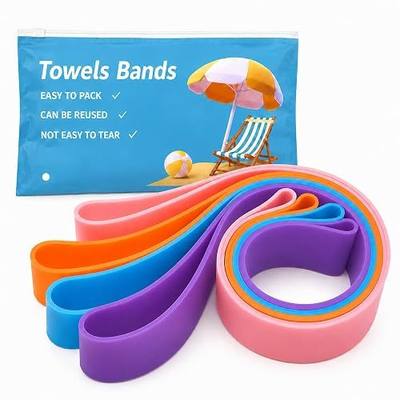Towel Bands for Cruise Chairs, 4 Pack Silicone Towel Bands for Beach & Pool Chairs, Cruise Ship Essentials, Windproof Beach Towel Holder Straps, No-Snap Alternative to Towel Clips