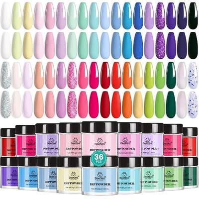 Beetles Dip Powder Set, 36 Colors Glitter Nude Neon Pink Red Green Pastel | Dipping Powder Starter Kit Quick Drying Nail Set for Nails Manicure DIY Salon Gift for Women
