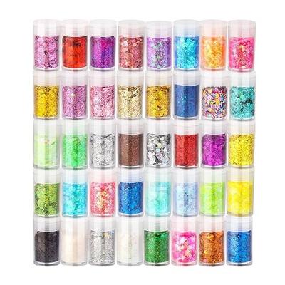 Holographic Chunky Glitter, Chunky and Fine Mix Sequins, Set of 40 Colors Festival, Iridescent Glitter for Crafts, Nails Face Tumbler Body Hair Painting Epoxy Art