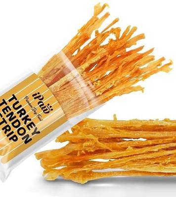 iPaw Turkey Tendon for Dogs, All Natural Human Grade Puppy Chew, Strips | Single Protein, Hypoallergenic, Grain free, Rawhide Alternative Dog Treats, US-Sourced Turkey