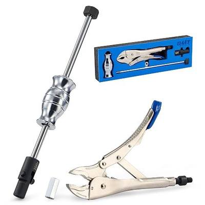 Orion Motor Tech Vise Grip Slide Hammer, 9.8 in Locking Pliers 2 lb Slide Hammer with Quick Release Swivel Connector, Locking Pliers Slide Hammer Set for Nail Bolt Pin Seal CV Axle Removal