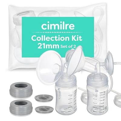 21 mm Breast Milk Collection Kit | BPA-free components, double pumping setup, bottles, backflow protectors, valves, tubing