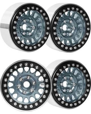 1.9in Beadlock for 1/10 SCX10 SCX10 II 90046 SCX10 III TRX-4 D90,Alloy Aluminum Heavy Duty 1.9in rc Beadlock 1.9in Beadlock Rims,4pcs,Titanium