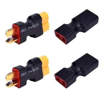 2 Pairs XT60 to T-Plug Connector RC Male Female Adapter for RC Car Plane Lipo Battery ESC