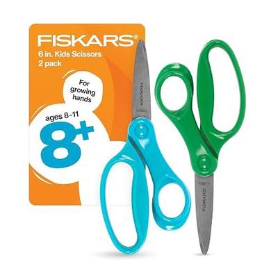 Fiskars Big Kids Scissors, Stainless Steel Blades, 2-Pack School Scissors, Blue/Green