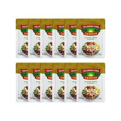 Genova Premium Yellowfin Tuna in Olive Oil, 2.5 Ounce Packets, 12-Pack – Nutrient Rich, High Protein Tuna Packets - Delicious, Easy, Nutritious Ready to Eat Meals