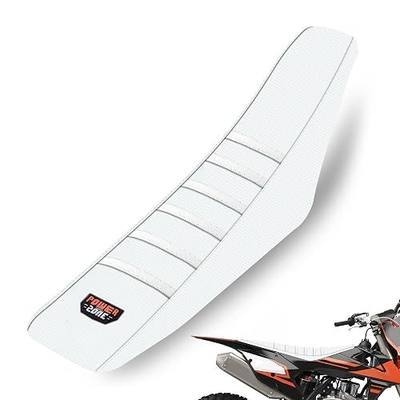 Universal Ribbed Dirt Bike Seat Cover - Gripper Soft Seat Cover for Most Dirt Pit Bike Motorcycle (All White)